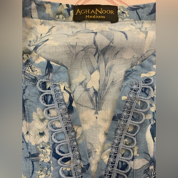 AGHA NOOR Floral Blue Dress - Picture 13 of 15